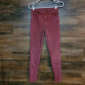 American Eagle Jeans 4R Jegging Next Level Stretch Hi Rise Sunwashed Burgundy